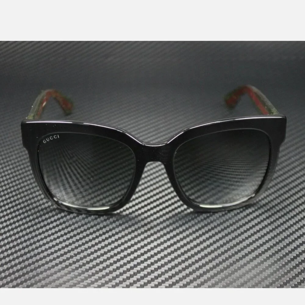 GUCCI Black/Green Square 54 mm Women's Sunglasses